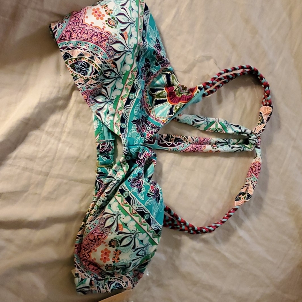 Gibson latimer LARGE swim top w braided ties NWT